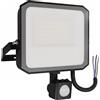 Faro LED 50W IP65 Nero con Sensore di Movimento e OSRAM chip LED Colore Bianco Caldo 3.000K