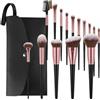 Vicloon Set Pennelli Make up da 18 pezzi,15 Pezzi Professionale Pennelli Make Up Pennelli con Ombretto Palpebra Eyeliner Mascara Sopracciglia Makeup Occhi con 2 Piumino per Cipria e Borsa Portaoggetti