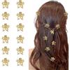 HAOXYO 12 Pezzi Mini Capelli,Mollette Capelli Donna Accessori per Capelli Artiglio di Fiori Dorati Modifica Forte Mini Artiglio di Metallo,Adatto per Accessori per Capelli di Donne e Ragazze