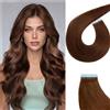AGMITY Extension adesive in capelli veri, capelli veri, lisce, 60 cm | 20 extension adesive in capelli veri Remy, invisibili, morbide, setose e morbide, per tutti i giorni, matrimoni
