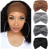 DYSWTUE 4 Pezzi di Fasce Larghe per Capelli da Donna, Fasce Morbide per Capelli da Donna Adulta, Fasce Elastiche Antiscivolo in Stile Boho, per Yoga, Allenamento e Attività All'Aperto