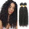 Salharer Ciocche di capelli veri da cucire, ricci e ondulati, doppia trama, 2 ciocche di capelli Remy, colore nero naturale, per donna, 40,6 cm, 45,7 cm
