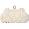 BAIGIO Pochette Donna Elegante, Clutch Donna Cerimonia, Borsetta da Sera, Borsa a Tracolla Catena, Borsa Piccola in Perla per Matrimonio Party Sposa Cocktail Festa, Nero/Bianco