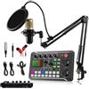 maykawe Set di microfoni per podcast, microfono a condensatore BM-800 con kit scheda audio live F998, set di apparecchiature per podcast con funzioni di cambio vocale e mixer, per registrazione e trasmissione