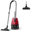 PHILIPS Aspirapolvere con Sacco 2000, 900W, 3L, rosso | aspirapolvere a traino con sacco S-bag da 3 L, filtro HEPA 99,99%, raggio d'azione 9 m, bocchette multifunzione (FC8243/09)