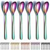 Kyraton Juego de 6 cucharas de café arcoíris Kyraton de 14cm in de acero inoxidable con revestimiento de titanio, cuchara de café espresso, cuchara de postre, apto para lavavajillas