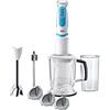 Braun MQ 5260WHBL Frullatore a immersione - MultiQuick 5 Vario Frullatore ad immersione con base in acciaio inox e taglierina a spirale, 1000 Watt, incl. set di accessori, bianco/blu
