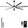 Ohniyou Ventilatore da soffitto da 213 cm con luce - Ventilatori a soffitto industriali da grande con telecomando/app, 7 pale in alluminio, motore DC silenzioso per interni, esterni, terrazze, nero