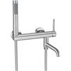 PHASAT Rubinetti per Vasca con Doccetta, Miscelatore per Doccia per Bagno, Rubinetto a Parete Bagno Bocca girevole a 90°, Nichel Spazzolato PTBL25E