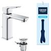 GROHE Dice Rubinetto Miscelatore monocomando per lavabo con piletta click-clack (M-Size 172 mm, cartuccia ceramica 28 mm, risparmio idrico, facile da installare), cromo, 1018320000