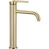 Rea - Rubinetto Bagno Lavabo Argon Brush Gold High Miscelatore Da Bagno In Ottone Monocomando Caldo E Freddo Regolabile (Oro Spazzolato) 14,5x5x29,5cm