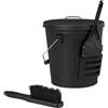 Valo Set di 3 secchi per cenere, con secchio, pala e scopa, secchio per carbone, camino, cenere, 15 litri, nero) VK000508