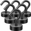 Neosmuk ganci magnetici al neodimio, 12 kg, neri, 6 pezzi | Ganci magnetici extra forti per armadietti, attrezzatura da officina, tenda da tetto, griglia, appendiabiti