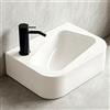 SukrHdoe Lavabo a parete in ceramica bianca per bagno piccolo, lavabo rettangolare sospeso 33.5x22.5cm, lavabo a vasca moderno a parete con scarico a sinistra