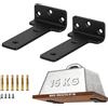 AOOSU 2 pezzi Staffe per Mensole Pesanti da 10 cm, Reggimensola da Muro a L, supporti per mensole, capacità di carico 15 Kg, Staffe a L per Scaffali Casa Cucina Ufficio