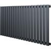 Monster Shop Radiatore Ovale a Colonna Singola 600 x 1200 mm Orizzontale Design Moderno Acciaio al Carbonio Riscaldamento Centrale Antracite con Kit Fissaggio e Spazzola