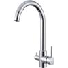 KeeGone Rubinetto da Cucina a 3 Vie, Rubinetto da Cucina Girevole a 360°, Miscelatore a 3 Vie per Filtri dell'Acqua, Rubinetto per Acqua Potabile a 2 Leve, Rubinetto per Lavello 3 in 1