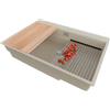 PRIMAGRAN Lavello da Cucina al Mobile 80cm + Kit di scarico, 78x53cm | Set: Kit di scarico (sifone, piletta, troppopieno) + Lavandino in Granito a 1 Vasca - Oslo Max Step, Beige