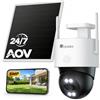 Ctronics AOV 24/7 3K Telecamera WiFi Esterno Solare | Auto Tracking e Rilevamento Persone 30m , Batteria 14400 mAh + Pannello 6 W, 2.4GHz & 5GHz, Visione notturna colori/IR, IP66