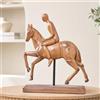 Statuetta di Cavaliere a Cavallo da Interno Figurina Equestre Decorativa Stabile