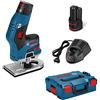 Bosch Professional Rifilatore a batteria GKF 12V-8 Bosch Professional 12V System (incl. 2 batterie da 3,0Ah + caricabatteria rapido, pinza 8mm, chiave fissa, in L-BOXX 136)