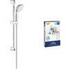 GROHE Vitalio Go 100 & QuickGlue S2 - Set asta doccia (manopola doccia 10 cm, asta doccia 62 cm, flessibile 1,75 m), cromo, 26196000