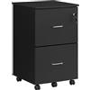 VASAGLE CUSTOS Collezione - Schedario a 2 Cassetti, Mobile da Ufficio con Serratura, Supporto per Stampante, Documenti Formato A4 Letter Cartelle Sospese, Montaggio Richiesto, Nero LCD27BKV1