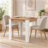 Dmora Tavolo Fisso Chaibasagiri 80x80x76h cm Marrone Rovere Nodi 4 Posti Ripiano Effetto Dogato, Forma Quadrato