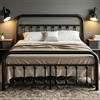 VECELO Letto matrimoniale in metallo, 140 x 200 cm, struttura stabile con rete a doghe, testiera curva, 32 cm di distanza dal pavimento, silenzioso, facile da montare, letto per ospiti, letto per