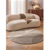 Villeroy & Boch 1876 - Tappeto di lana Virelle, rotondo, per soggiorno, in lana, biologico, geometrico, moderno e fatto a mano, design astratto per soggiorno, camera da letto, beige crema, Ø 160 cm