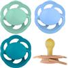 nip Cherry Ciuccio, 6+ mesi, 4 pezzi, a Forma a ciliegia, Lattice | adatto all'allattamento, adatto alla mascella, tettarella rotonda naturale, gomma naturale, verde/azzurro
