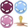 nip Cherry Ciuccio, 6+ mesi, 4 pezzi, a Forma a ciliegia, Lattice | adatto all'allattamento, adatto alla mascella, tettarella rotonda naturale, in gomma naturale, viola/azzurro