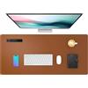 ELLENNE Sottomano in Pelle PU 91x43cm Mousepad Scrivania-Marrone sella|16 | Tappetino Grande in Pelle PU Premium 910x430mm, Sottomano Scrivania XXL Impermeabile Laptop, Mousepad Elegante Casa/Ufficio