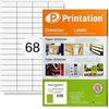 Printation 1700 Etichette adesive (52,5x16,9mm) stampabili - Printation | 25 fogli A4 con 4x17=68 etichette per indirizzi, adesivi per spedizioni 52x16mm - per stampanti laser e inkjet