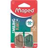 Maped - La gomma SMILING PLANET x2 ecologicamente sostenibile - in caucciù certificata FSC - Spinta in fibra di legno composito - Forma ergonomica del manico della scarpa