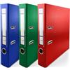 Netuno 3 raccoglitori A4 colorati blu verde rosso raccoglitore cartone dorso 5 cm a 2 anelli cartelle archivio documenti per ufficio casa con meccanismo a leva faldone portadocumenti ring binder A4