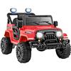 FANTASK Auto elettrica per bambini, colore rosso | Auto elettrica per bambini con telecomando, musica, storie, luci LED e sospensioni, 12 V, sospensioni a 4 ruote e cintura di