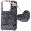 BLOTECH Custodia per ZTE Blade V70 Amorevole Cover Peluche Morbido Peloso Ciondolo Love Inverno Soffice Caldo Hairball Protettiva Fluffy Cover Bambine Fatto a ManoCopertura Caso,Nero