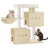 Hzuaneri Tiragraffi per Gatti, 98 cm Albero Tiragraffi per Gatti con 2 Grotte per Gatto, 3 pali in sisal, Trespolo di Peluche, Cestino, Beige MS07618YL