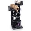 Petrebels Tiragraffi Victoria 125, nero, con 2 lussuosi divani, mulinello e cavità per dormire, in sisal naturale extra forte e peluche, altezza 125 cm
