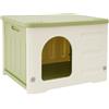 Zalydala Casetta per gatti, plastica, verde, bianco, impermeabile, di alta qualità, chiusa, grande, casetta per animali domestici, casetta per gatti randagi
