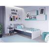 Dmora Singolo Moderno con testiera, Letto a Una Piazza Adatto a Materasso da 90x190 cm, Colore Bianco e Grigio, Legno ingegnerizzato, 90 x 190 cm