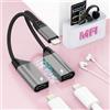 MTAKYA Splitter magnetico 2 in 1 per iPhone a doppio jack audio Lightning per cuffie e cavo di ricarica, adattatore convertitore per auricolari, supporta musica, ricarica, Hi-Fi, microfono, per iPhone 14 Pro