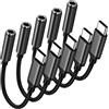 Verbstel Confezione da 5 adattatori da USB C a jack per cuffie da 3,5 mm tipo C, cavo audio Aux compatibile con iPhone 16/15/15 Plus/15 Pro/15 Pro Max/iPad/Pixel, Samsung Galaxy S23 S22 S21 S20 Ultra Z (nylon