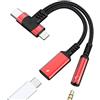 zoyuzan Adattatore USB C da Lightning a jack per cuffie da 3,5 mm (2 in 1) per iPhone 16 15 14 13 per Apple AUX connettore audio tipo C cavo splitter per iPad compatibile con Samsung Android ricarica