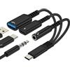 WASRUYI Adattatore audio da USB C a 3,5 mm (3 in1) Aux per cuffie per iPhone 17 16, cavo splitter tipo C per cavo di ricarica Apple Dongle USB 3.0 OTG doppia ricarica per iPad adattatore auto Macbook