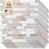 Set 10 Pannelli Adesivi Piastrelle da Parete 30,5 cm Decoro Mosaico Mattoncini in PVC Beige
