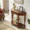 TUPAFJU Tavolino da ingresso in legno massello con cassetti e ripiano aperto, consolle moderna, tavolino semicircolare per soggiorno, corridoio, ingresso(Walnut,80cm/31.4in)