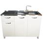MABEL Mobile Sottolavello Cucina con Cassetto Bianco Organizer in Legno Nobilitato con Lavello da Appoggio in Acciaio Vasche a Destra con Gocciolatoio - L 120 cm x P 50 cm x H 83,5 cm
