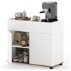 KOMFOTTEU Credenza Cucina con Cassetto e 2 Ante, Mobile Cucina Dispensa Moderno con Dispositivo Antiribaltamento, Mobiletto Buffet per Soggiorno, Sala da Pranzo, 80 x 35 x 70 cm (L x P x A) (Bianco)